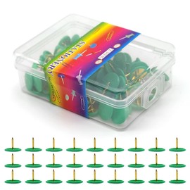 100pcs Push Pins, Decorative Thumb Tacks Round Head Drawing Pins with Storage Box Metal Push Pins Thumbtack with Steel Point for School, Office, Map, Photo Wall, Cork Board Bulletin A7DGNTD (Green)