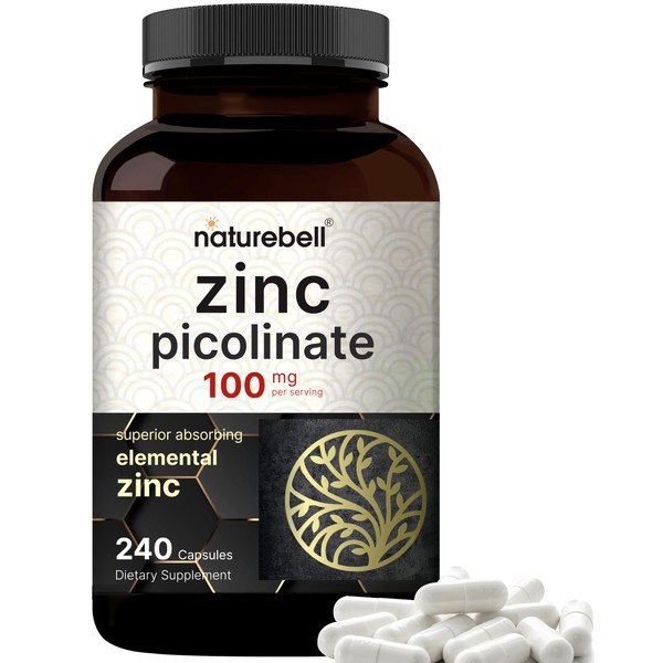 High Potency Zinc Picolinate 100mg - 240 Capsules, Bioavailable Form