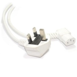 kenable Power Cord UK Plug to Right Angle IEC C13 Cable kettle lead 2m White [2 metres]