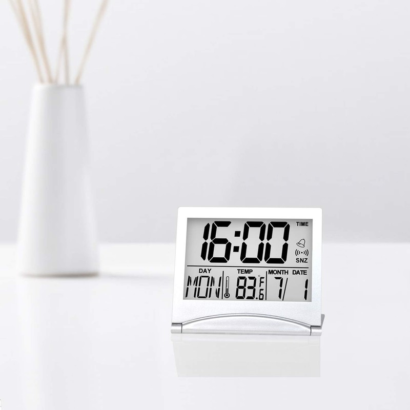 Betus Digital Travel Alarm Clock - Foldable Calendar Temperature Timer