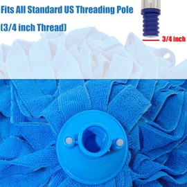 Microfiber Cloth String Mop Head Refill, Loop End Screw On Mop Head Compatible with All Standard US Threading Pole (Acme 3/4 inch Thread) – (3)
