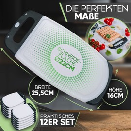 Loco Bird Set of 12 Breakfast Boards Made of BPA Free Plastic - 22 x 14 cm - Dishwasher Safe - Chopping Boards with Non-Slip Handle - Board - Antibacterial Breakfast Board