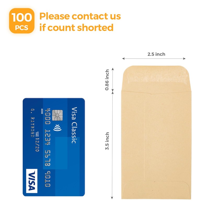ACSTEP 100 Pack #1 Paper Kraft Seeds Envelopes 2-1/4 X3-1/2,