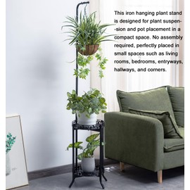 COPREE 2-tier Hanging Plant Stand 2 Pack, Space-Saving Iron Planter Shelves Flower Pot Organizer Rack Multiple Flower Pot Display Holder Shelf Indoor Outdoor Heavy Duty Planter Shelving Unit