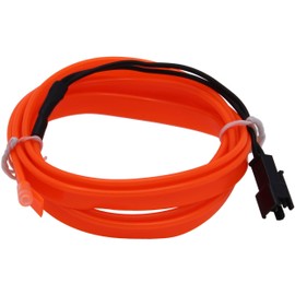 Recambo 1M EL Wire LED Ambient Lighting, 12 V Flexible Neon Light Strip, Interior Lighting for Car, Inverter Included, Waterproof Ambient Light for Cars, Orange