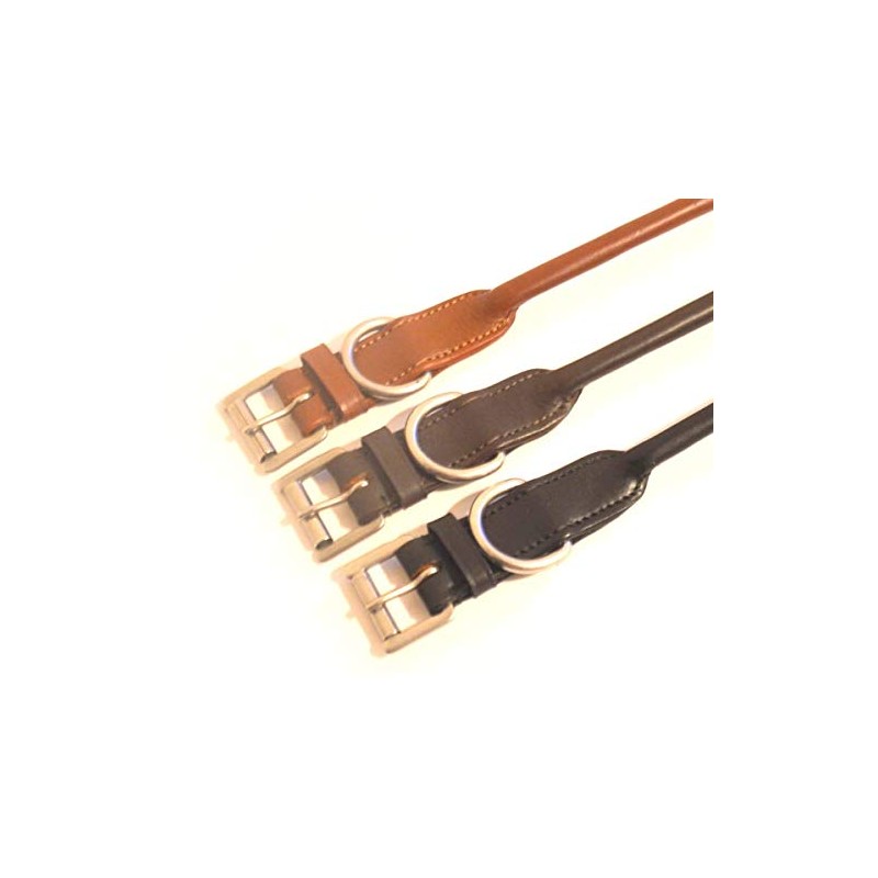 SIE Rolled Leather Dog Collars (12'', Brown)