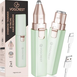 Eyebrow-Facial Hair Remover Women: Portable 2 in 1 Electric Shaver and Facial Trimmer - Rechargeable Eyebrow Lips Body Facial Razor Comfort:_Silver Blue