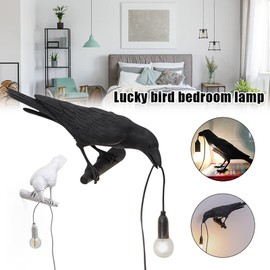 Bathery Raven Birds Wall Sconce Lighting,Vintage Resin Bird Table Lamps Creative Night Light with Plug in Cord for Wall Decor and Living Room,Bedroom Bedside Lamp (Black, Standing)
