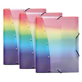 VELOFLEX Rainbow Diamond 4442404-3 Portfolio Folder, DIN A4, 3 Organiser Folders with Elastic Band, Durable, Polypropylene Juris Folder