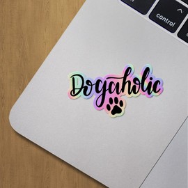 Holographic Decal Stickers of Dogaholic Premium Waterproof Vinyl Decal Stickers for Laptop Phone Accessory Helmet Car Window Mug Tuber Cup Door Wall Decoration ANDVER3c28410HO