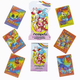 Neopets Pin and Trading Cards Blind Boxes Set - Bundle with Mystery Pin, Trading Stickers, in Game Codes, More | Collectible Neopets Accessories for Teens, Adults