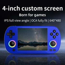 RG40XX H Retro Handheld Game Console 4.0-inch IPS Screen Linux System Game Player 64GB Card Preloaded 5000+ Games RGB Lighting 3200mAh Battery(RG40XX H-Blue)