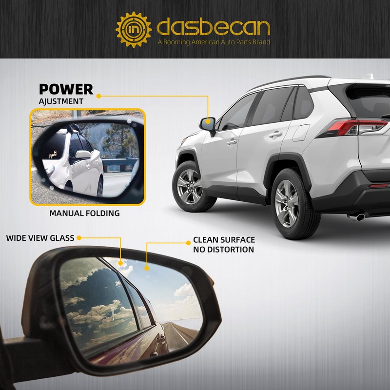Dasbecan Left Driver Side Mirror Compatible with 2019-2024 Toyota Rav4