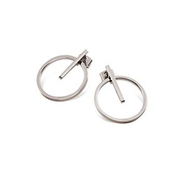 Boccia 05030-01 Stud Earrings in Round Shape Polished Pure Titanium Silver Diameter 19.5 mm, Pure titanium, No Gemstone