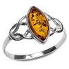 Amber Sterling Silver Celtic Small Thin Ring , Size 10