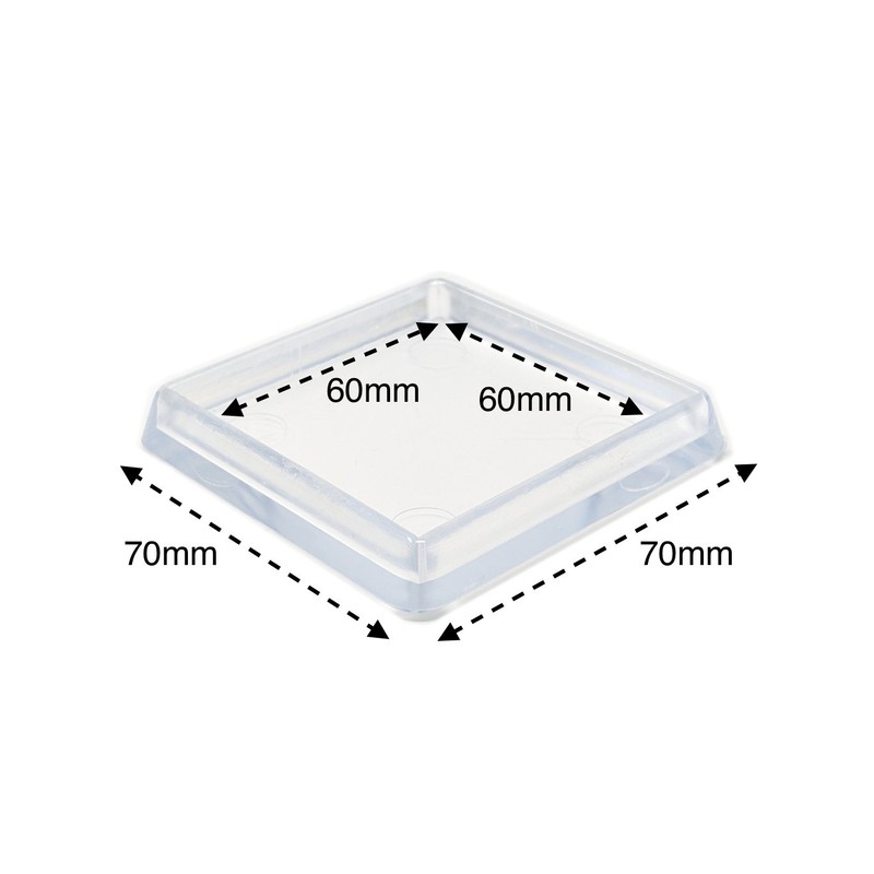 60x60mm Clear Furniture Cups, Pack of 4 Carpet Protectors for