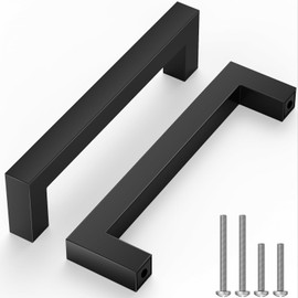 TICONN 5-1/2" Cabinet Pulls, Stainless Steel Bar Handle for Kitchen Drawer Hardware with 5" Center-to-Center Mounting Hole (30pcs, Matte Black)