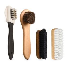 FEMONGY 4-Piece Set Suede Brush for Shoes, Horsehair Brush, Shoe Cleaning Sets, Horsehair Brush, Shoe Brush, Shoe Brush, Shoe Cleaning Brush for Suede Leather, Nubuck, Suede and Suede