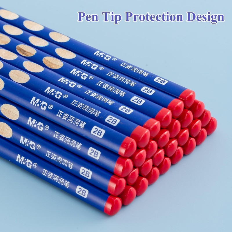 M&G 30pcs Triangular Pencils, 2B Pencils with Grip Correction, Wooden