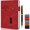 A5 Notebook Lined Journal with Divider, Large Hardcover Leather Journal