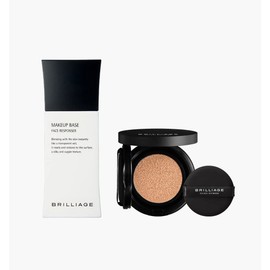 Brilliage Creators Long Wear UV Cushion 60 (Case Included) Set [Makeup Base] SPF 25 PA++ [Foundation] SPF 50+ PA+++ [Chiaki Shimada Produce Brand]