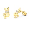 Wellingsale 14K Yellow Gold Polished Cat Stud Earrings With Screw