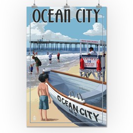 Ocean City, New Jersey - Lifeguard Stand (24x36 Giclee Gallery Print, Wall Decor Travel Poster)