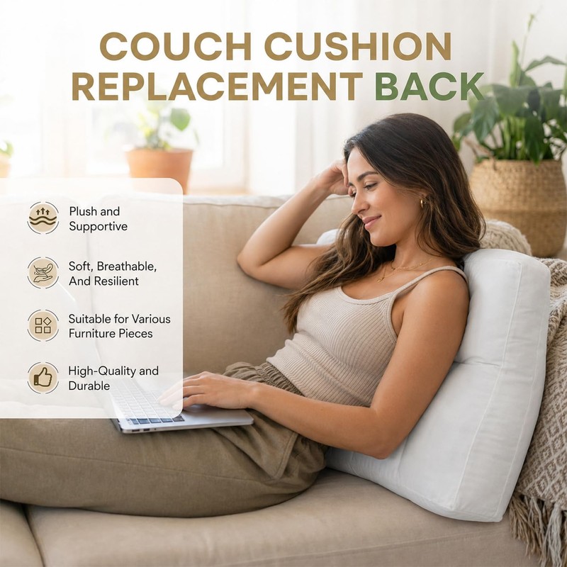 3 Packs Sofa Back Cushion Replacement, 3D Polyester Fiber Filled
