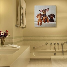 Stupell Industries Dachshunds in The Tub Pet Dog Bathroom Painting, Designed by Lucia Heffernan Wall Art, 36 x 36, Canvas
