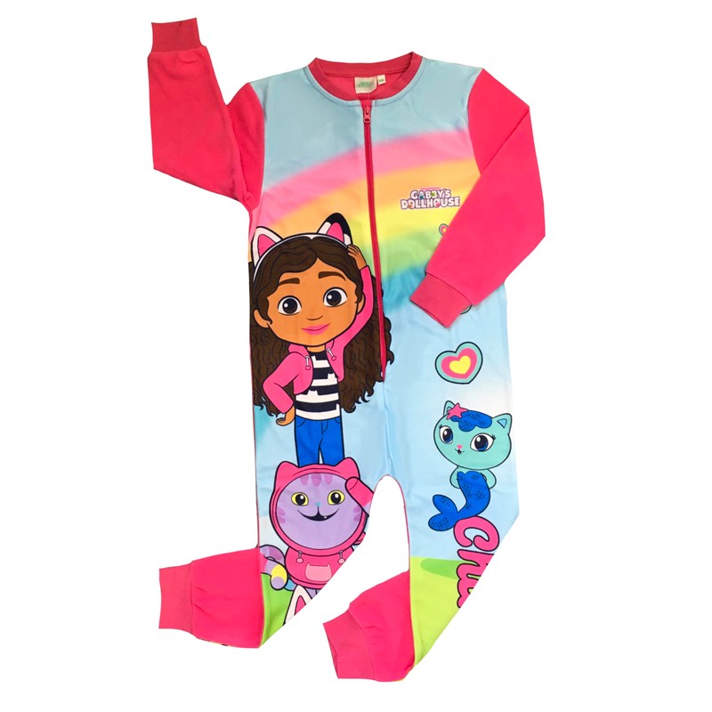 Gabby's Dollhouse Girls Onesie, Sleepsuit, All in One Pyjamas, Pink,