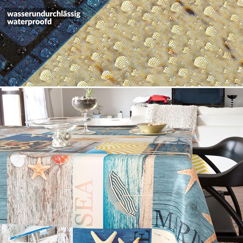 ANRO Oilcloth Tablecloth Wax Tablecloth Washable Garden Tablecloth Round Oval