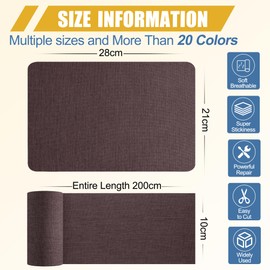 Linen Fabric Repair Tape Kit, 4" x 80" Self-Adhesive Couch Patch Repair Fabric Patches for Furniture, Clothes, Upholstery, Carpets, Chairs, Sofas, Pillows Dark Brown