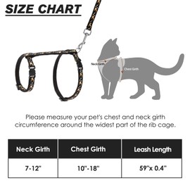 SCIROKKO Cat Harness and Leash Set - Escape Proof Adjustable for Outdoor Walking with Safety Buckle for Small Animals Glow in The Dark