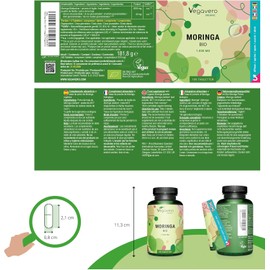 Vegavero Organic Moringa Oleifera Tablets 2000 mg | Pure Organic Moringa Powder | Lab-Tested, Non-GMO, & Vegan | Malunggay Supplement | 180 Tablets of Premium Organic Quality