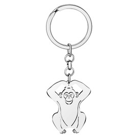 BONSNY Edelstahl niedlich Wildlife Orang-Utan Schlüsselanhänger Affe Schmuck Geschenk für Frauen Damen Reisen Autoschlüssel Rucksäcke Accessoire (SK151-Silber)