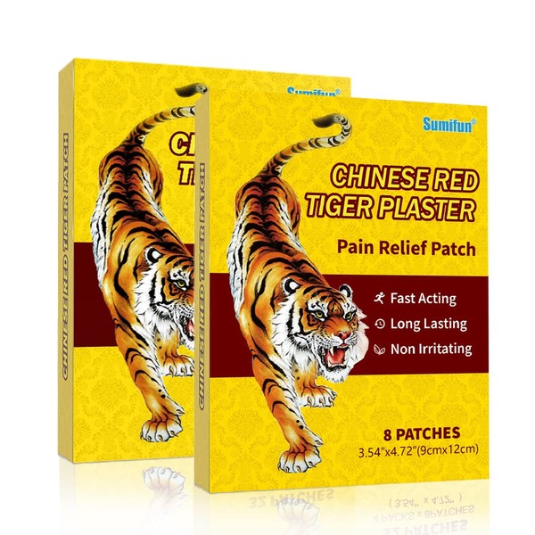 Sumifun Pain Relieving Patch, Chinese Tiger Plaster, for Shoulder, Back, Knee, Joint & Muscle Pain, 64 Counts