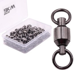 9KM DWLIFE 100 Packed Ball Bearing Swivel 100% Copper Stainless Steel Solid Welded Rings Black Nickel Swivel Connectors High Strength Saltwater (100 Pack, 6# 176LB 30mm)