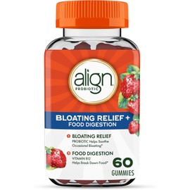 Align Probiotic, Bloating Relief + Food Digestion, Probiotics for Women and Men, Probiotic Helps Soothe Occasional Bloating*, With Vitamin B12 to Help Break Down Food into Cellular Energy*,60 Gummies