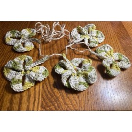 Handmade St Patrick's Day Crochet Garland ,5 Shamrocks garland, 100% cotton