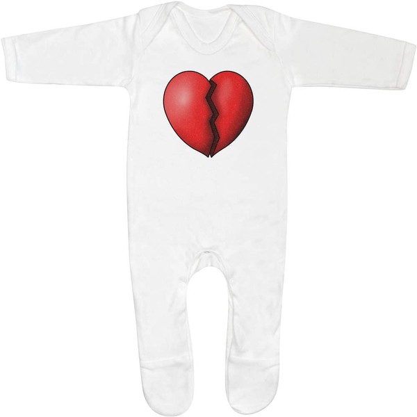 Azeeda 0-3 Month 'Broken Heart' Baby Romper Jumpsuit/Sleep Suit (SS00043594)