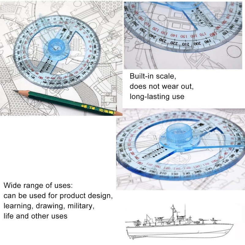 LUORNG 2PCS Full Circle Protractor Angle Ruler with Rotating Indicator