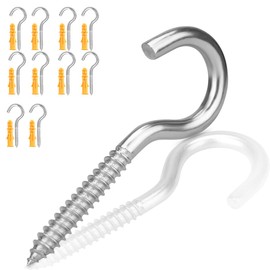 Ruayia Screw Hooks Stainless Steel Pack of 10 M5 x 65 mm 304 Stainless Steel Self-Tapping Eye Screws Ceiling Hook Screw Screw Nails Eyelets Screw for DIY Cork Craft Hanging Wooden Frame