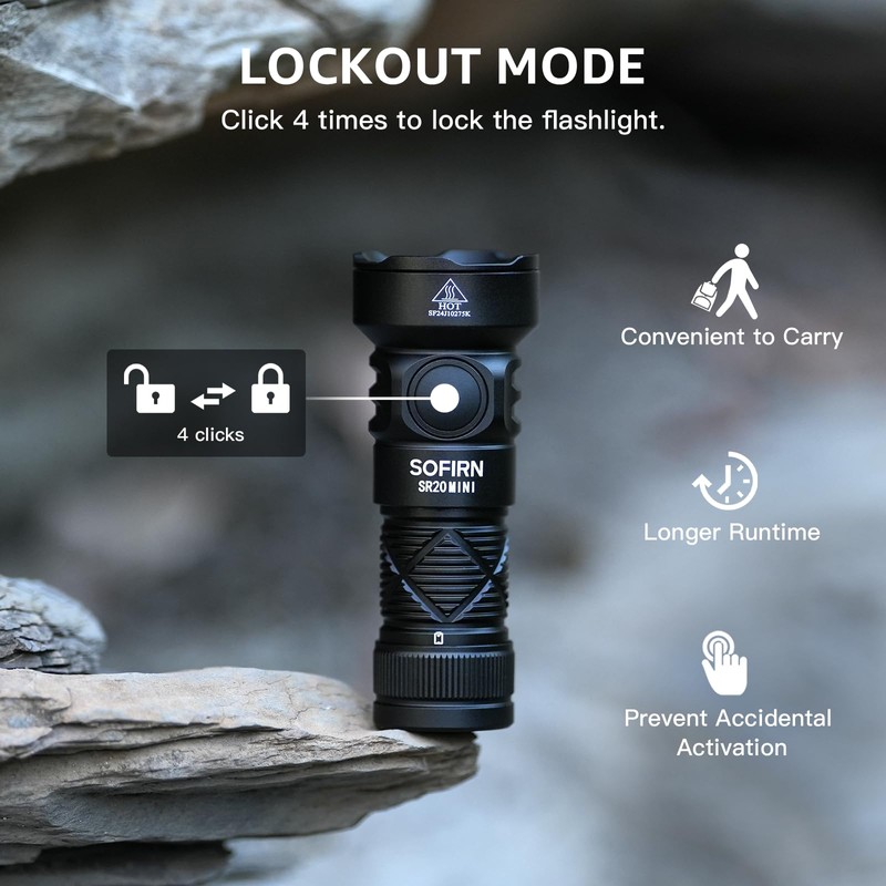 sofirn LED Rechargeable Red Flashlight, SR20 Mini Bright Flashlight with