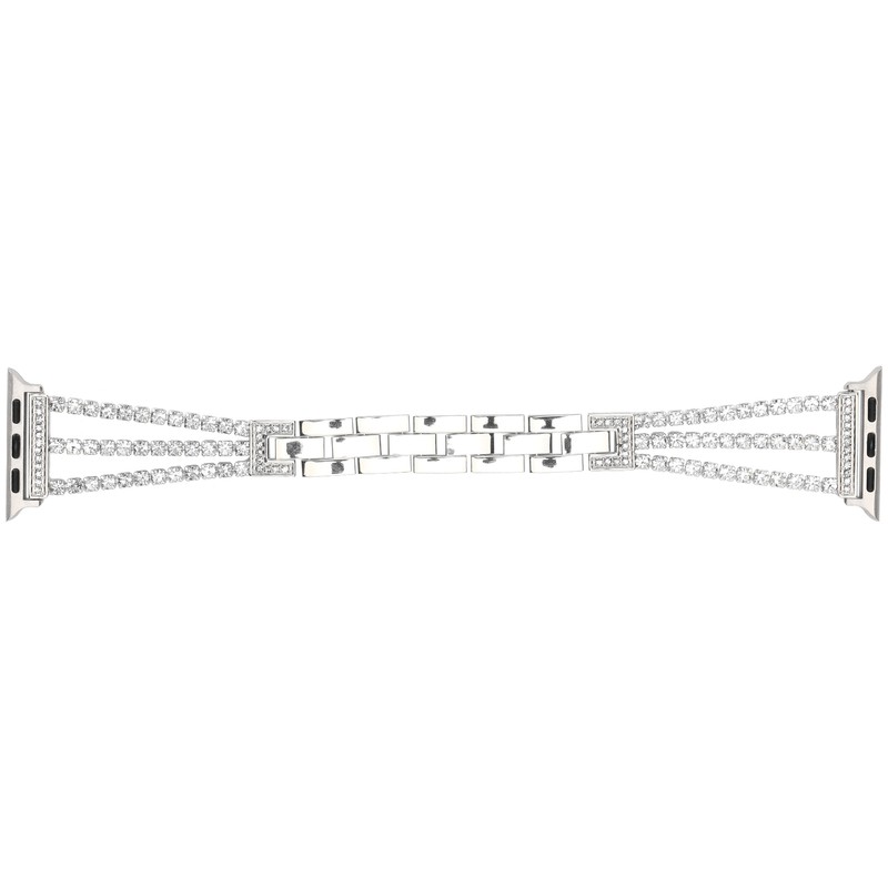 Rhinestone Brass Metal Bracelet Watch Band Strap Replacement for IOS