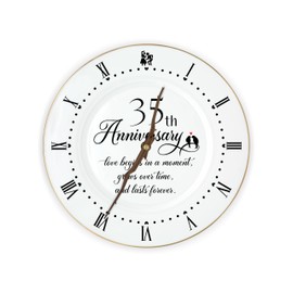 Treble Bee 35th Anniversary Porcelain Clock with Gold Trim, 35 Years Wedding Gifts Idea for Parents, Unique 35th Anniversary Decorations for Husband or Wife -10 inch Elegant Bone China Clock