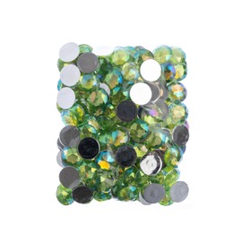John Bead 200 Pieces 16mm, Peridot AB, Acrylic Round Flat Back Rhinestones for Jewelry Making, DIY Crafts, Nail Art, Face Makeup, Clothes