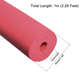 MECCANIXITY Foam Tubing 3/8"(10mm) ID 40mm OD 2m Length Tube Covers for HVAC Copper Pipe Insulation Handle Grip Support, Red