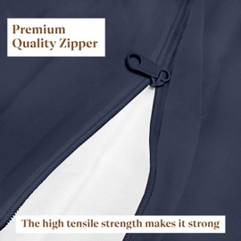 Zipper Fitted Sheet - Queen Size, 8 Inch Deep Pocket, Hotel Quality Brushed Microfiber Bottom Sheet, Soft Wrinkle-Free, Shrinkage and Fade Resistant, 1 Fitted Sheet Only (Navy Blue)