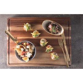 PREMIUM ACACIA Cutting Board & Professional Heavy Duty Butcher Block w/Juice Groove - Extra Large (17"x13"x1.4") Organic, End Grain Chopping Block. Ideal Serving Tray for Meat & Cheese