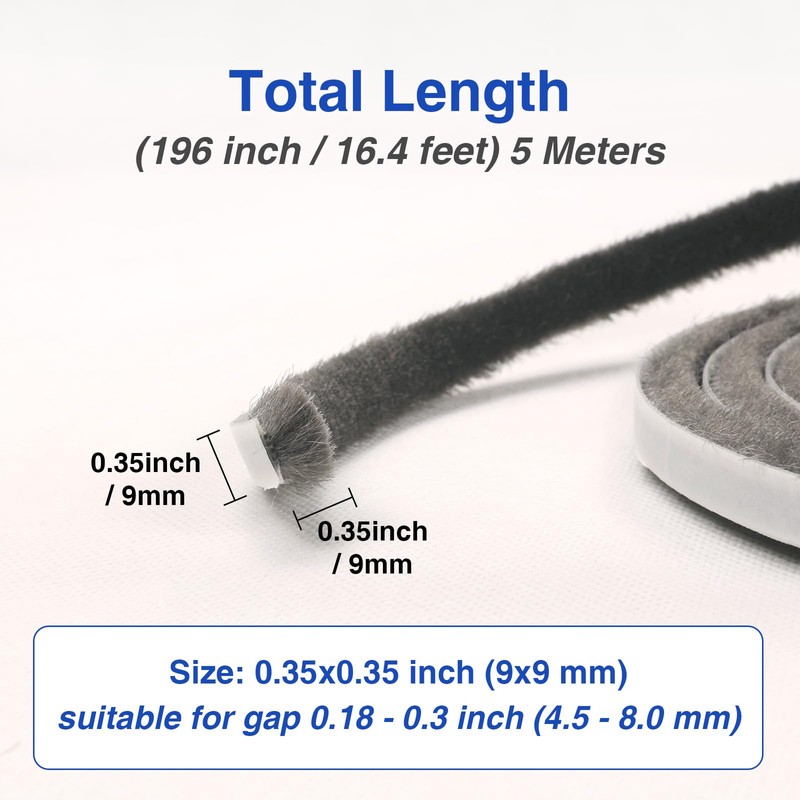 YHSISOLE Weather Stripping Door Seal -16 ft x 11/32" Pile